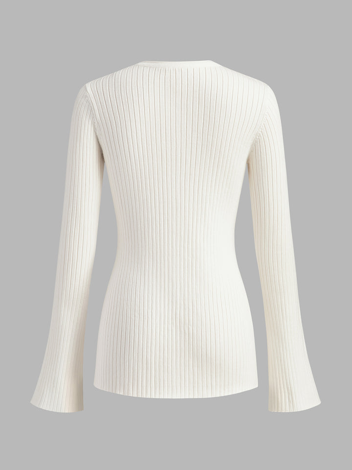 Golden Button Split Knit Top – COMMENSE