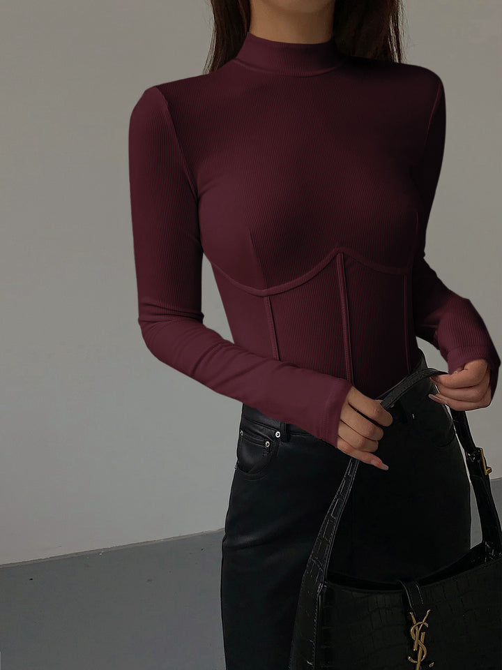 Mock Neck Piping Slim T-Shirt – COMMENSE
