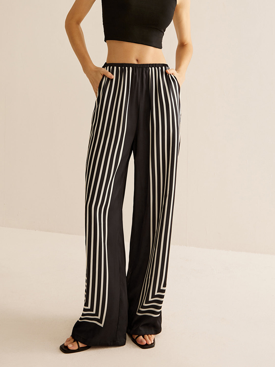 Geometric Pinstripe Satin Pants – COMMENSE