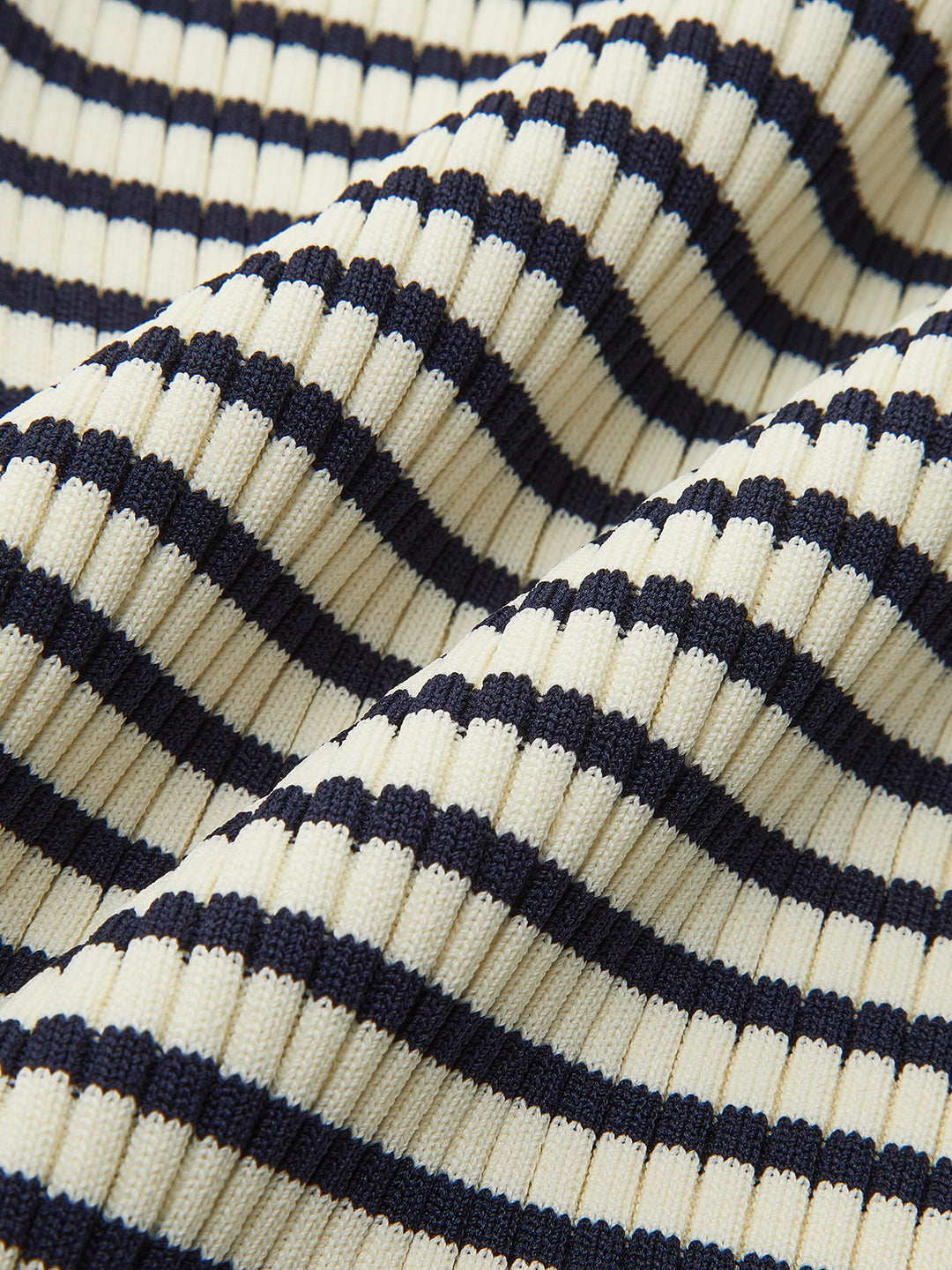 Striped Ruffle-Sleeve Knit Top | COMMENSE