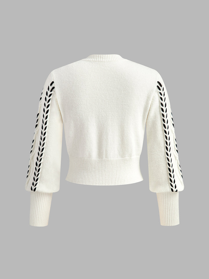 Contrast Binding Cinched Sweater – COMMENSE