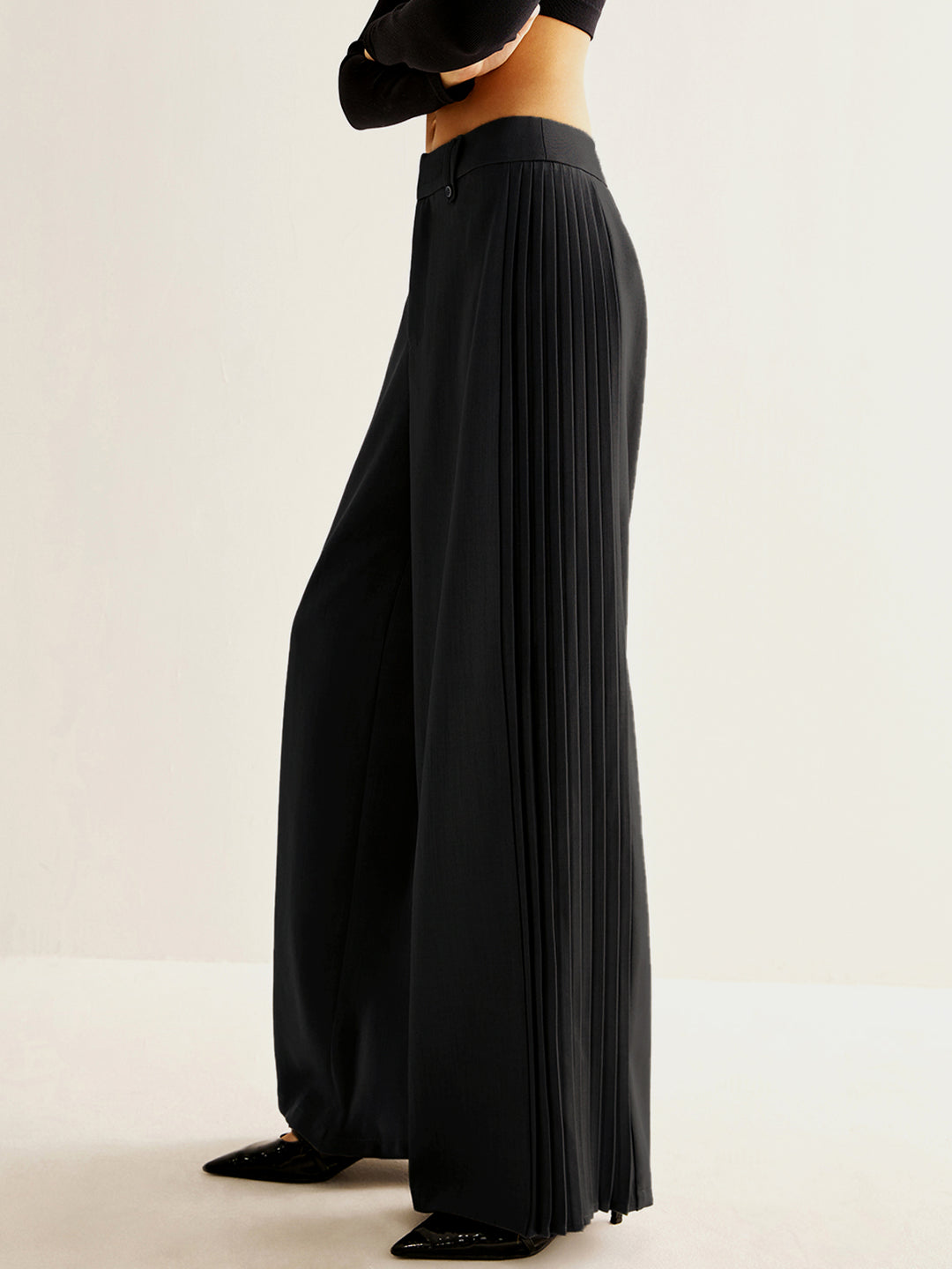 Side Pleated Wide-Leg Pants – COMMENSE