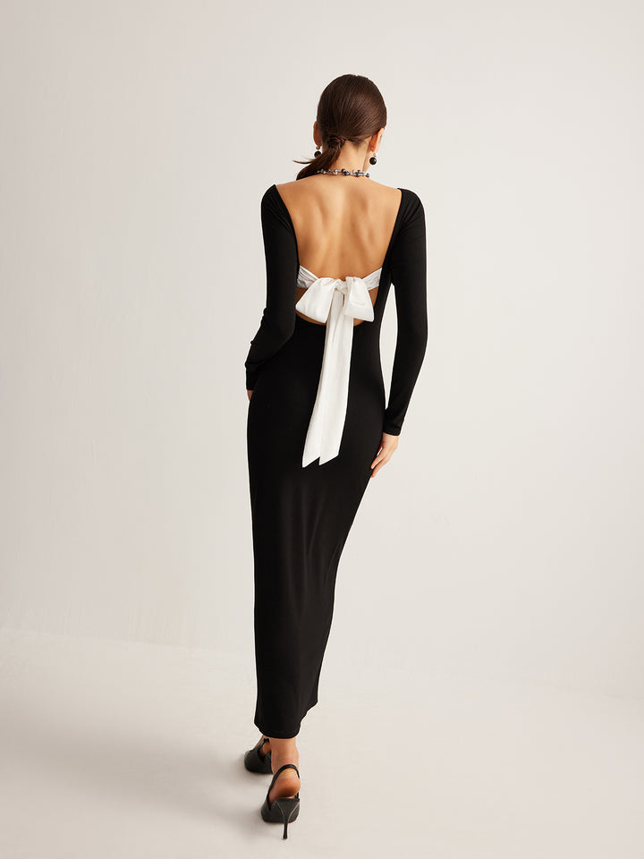 Bow Open Back Knit Dress | COMMENSE Bow Open Back Knit Dress | COMMENSE