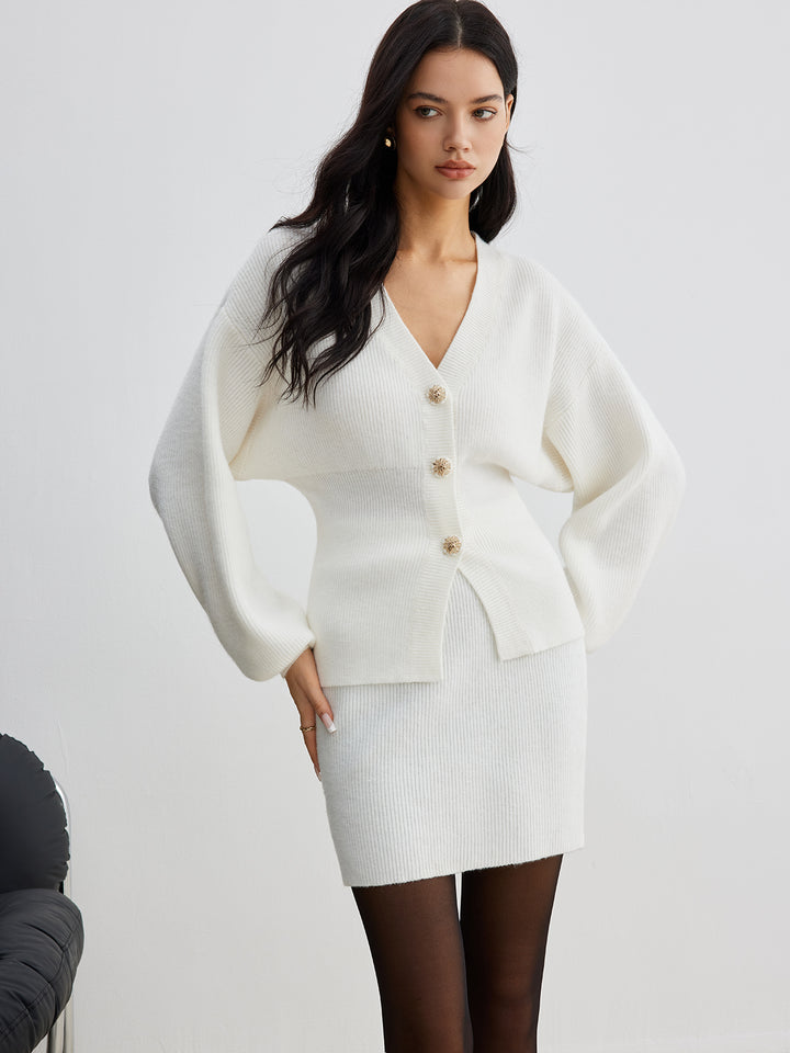 ルエブル LOEUVRE Diagonal Button Slit Knit （IVORY） B1730342374594_d7c8b958-f1fb-