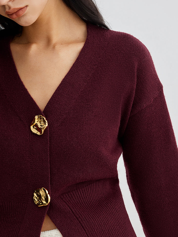 Elegant Metal Button Short Cardigan – COMMENSE