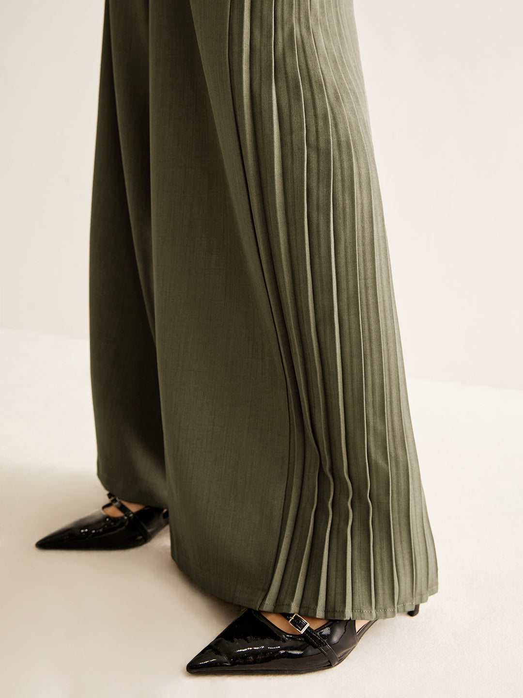 Side Pleated Wide-Leg Pants – COMMENSE