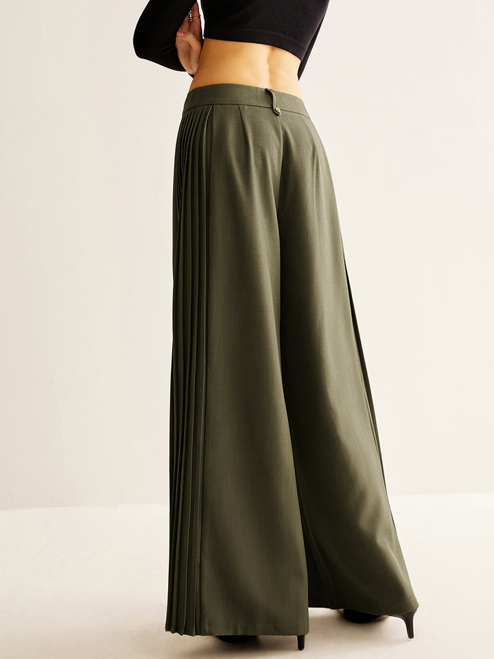 Side Pleated Wide-Leg Pants | COMMENSE