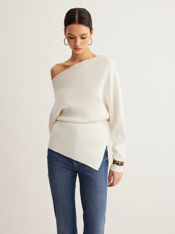 Chic Tencel Wool Knitted Top with Asymmetrical Hem