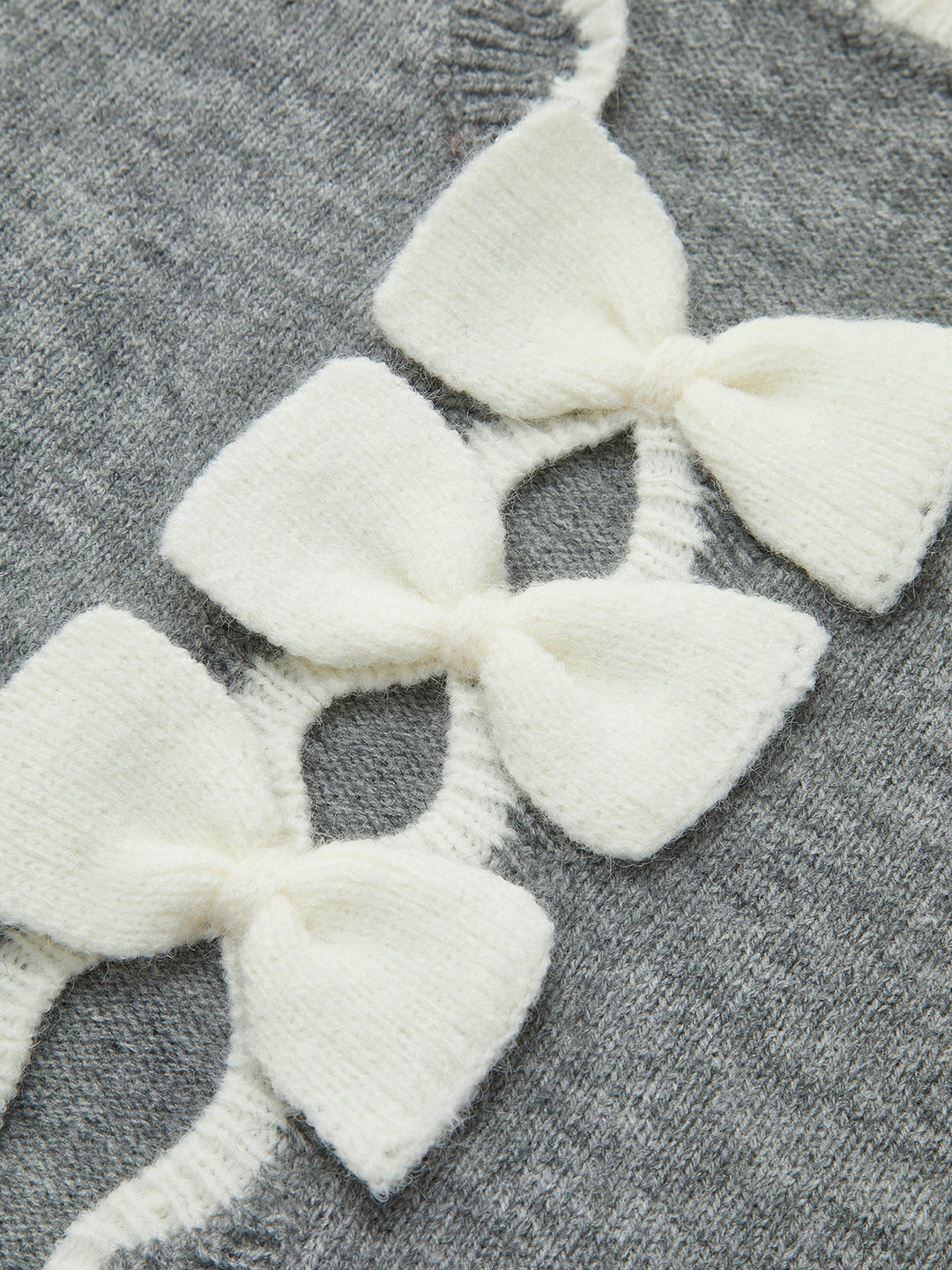 Contrast Wave Trim Bow Sweater – COMMENSE Contrast Wave Trim Bow Sweater – COMMENSE