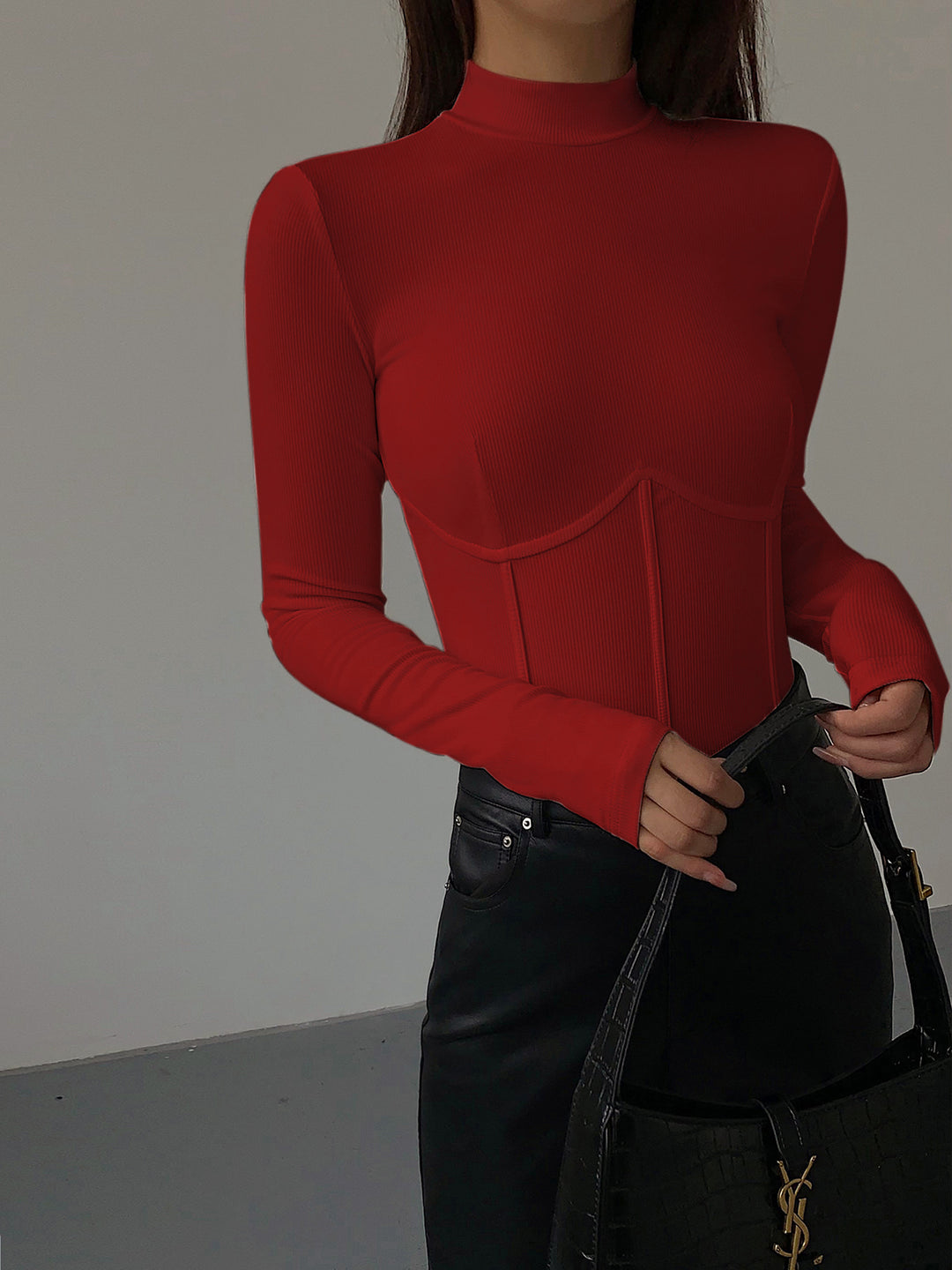 ゴルチエLEATHER PIPING MESH V NECK T-SHIRT ゴルチエLEATHER PIPING MESH V NECK T-SHIRT