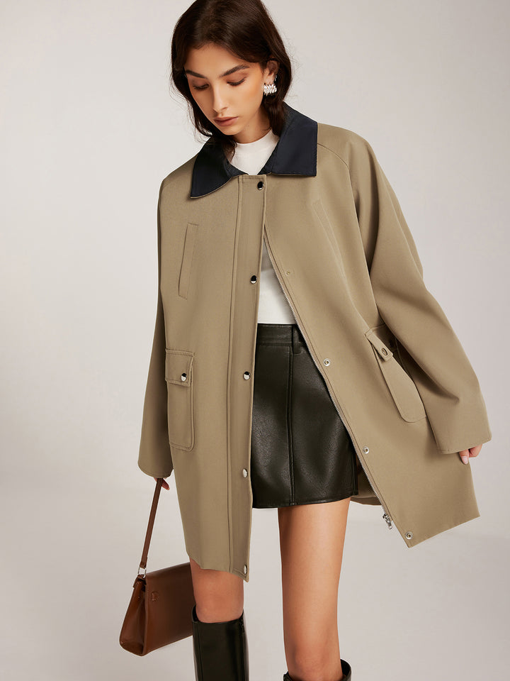 stein】 Oversized Contrast Trench Coat
