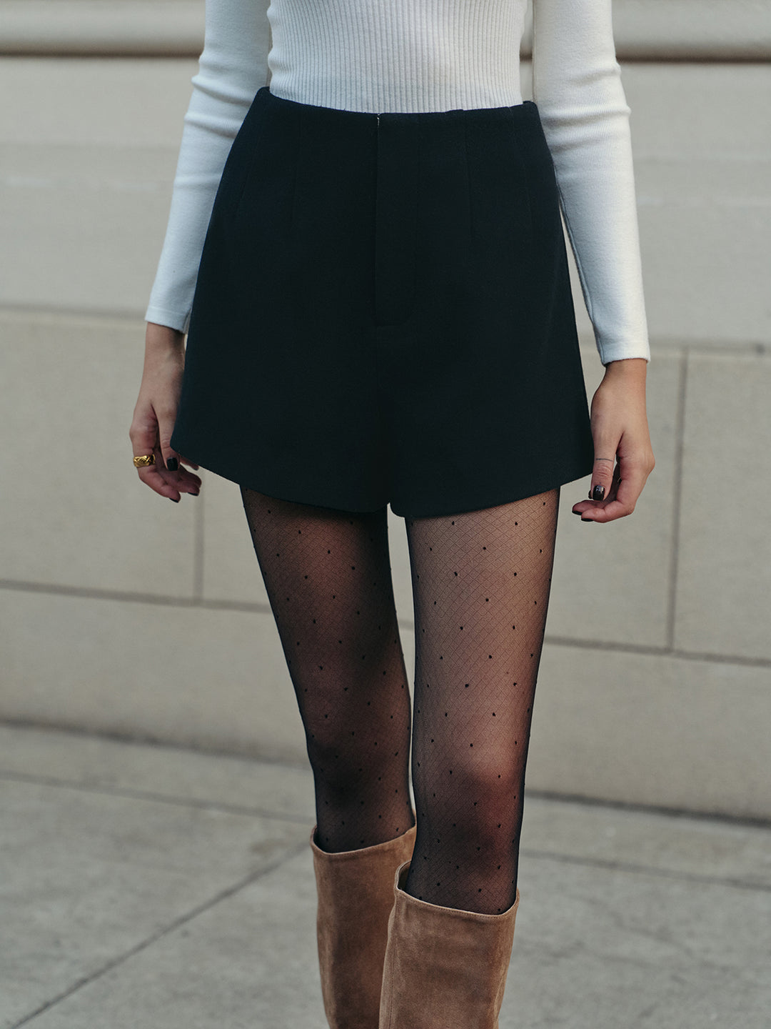 melt the lady tweed short pants wh×bk Damier Light Tweed Shorts for Woman in Ivory/black