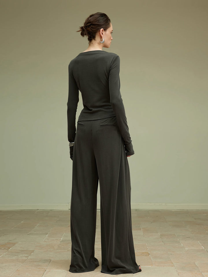 パンツ NACHE : 24FW / DRAPING JERSEY PANTS (2COLORS) Pleated Draped Jersey Pants – COMMENSE