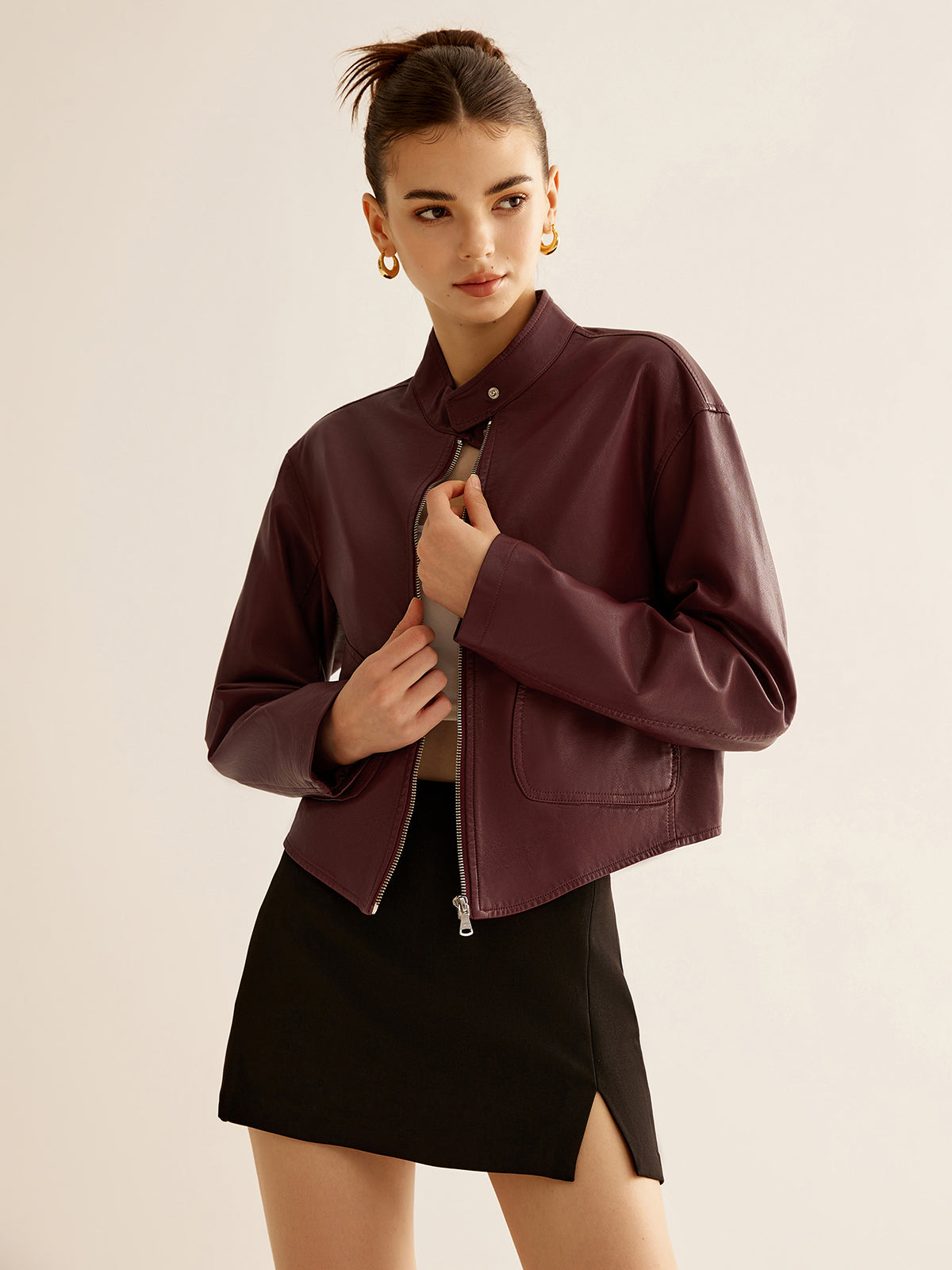Demelza Faux Leather Zip Closure Super Soft Jacket