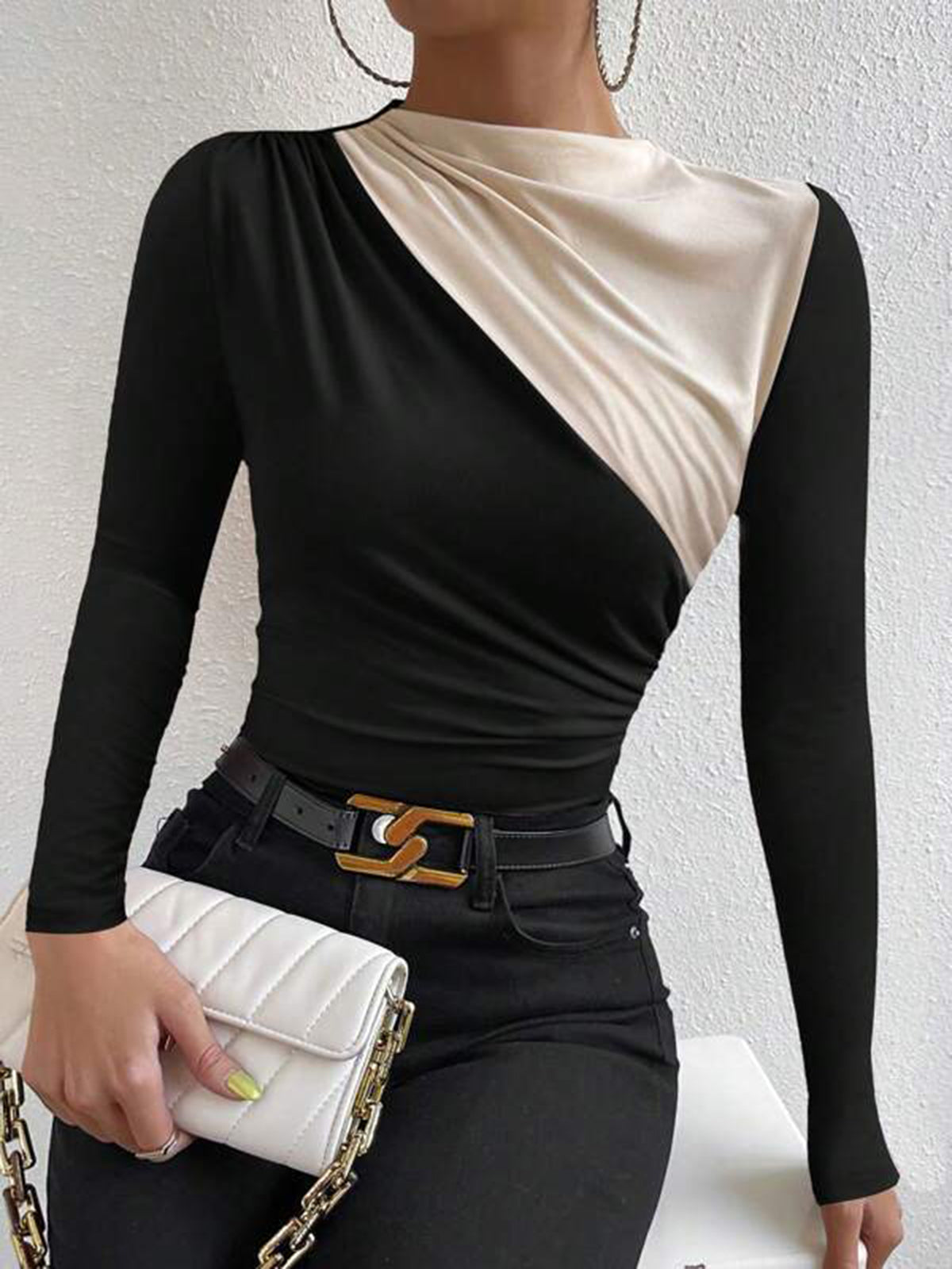 Modal Soft Long-Sleeved Color-Block Slim-Fit T-Shirt main image 0