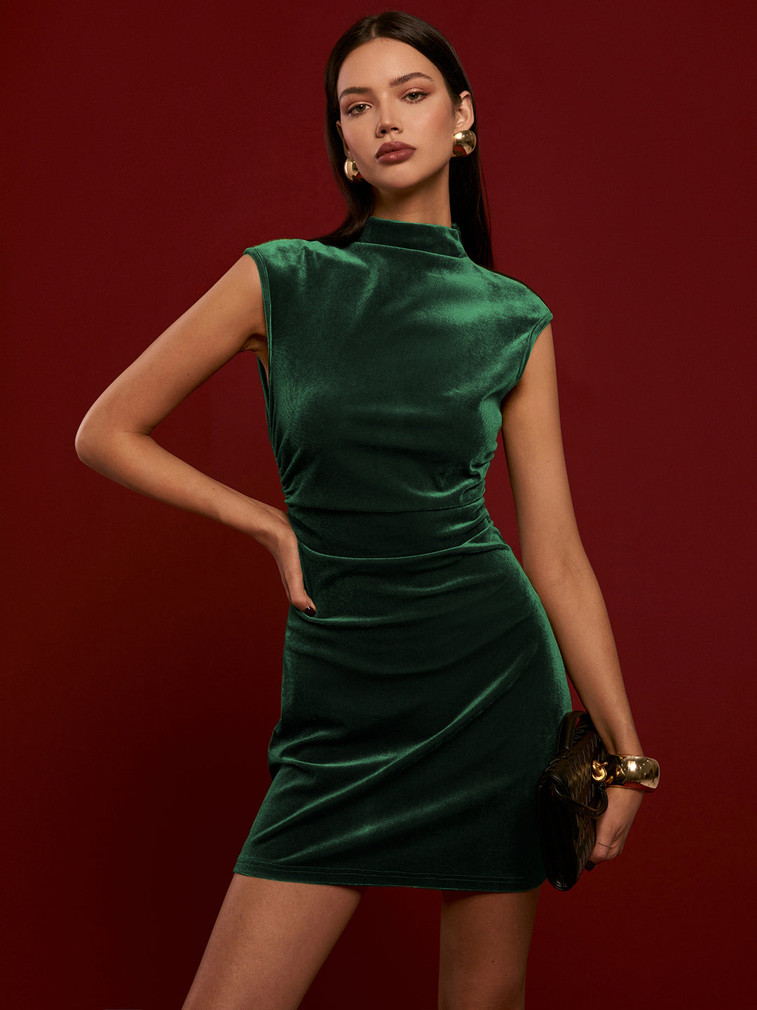 Mock Neck Sleeveless Velvet Dress Mock Neck Sleeveless Velvet Dress