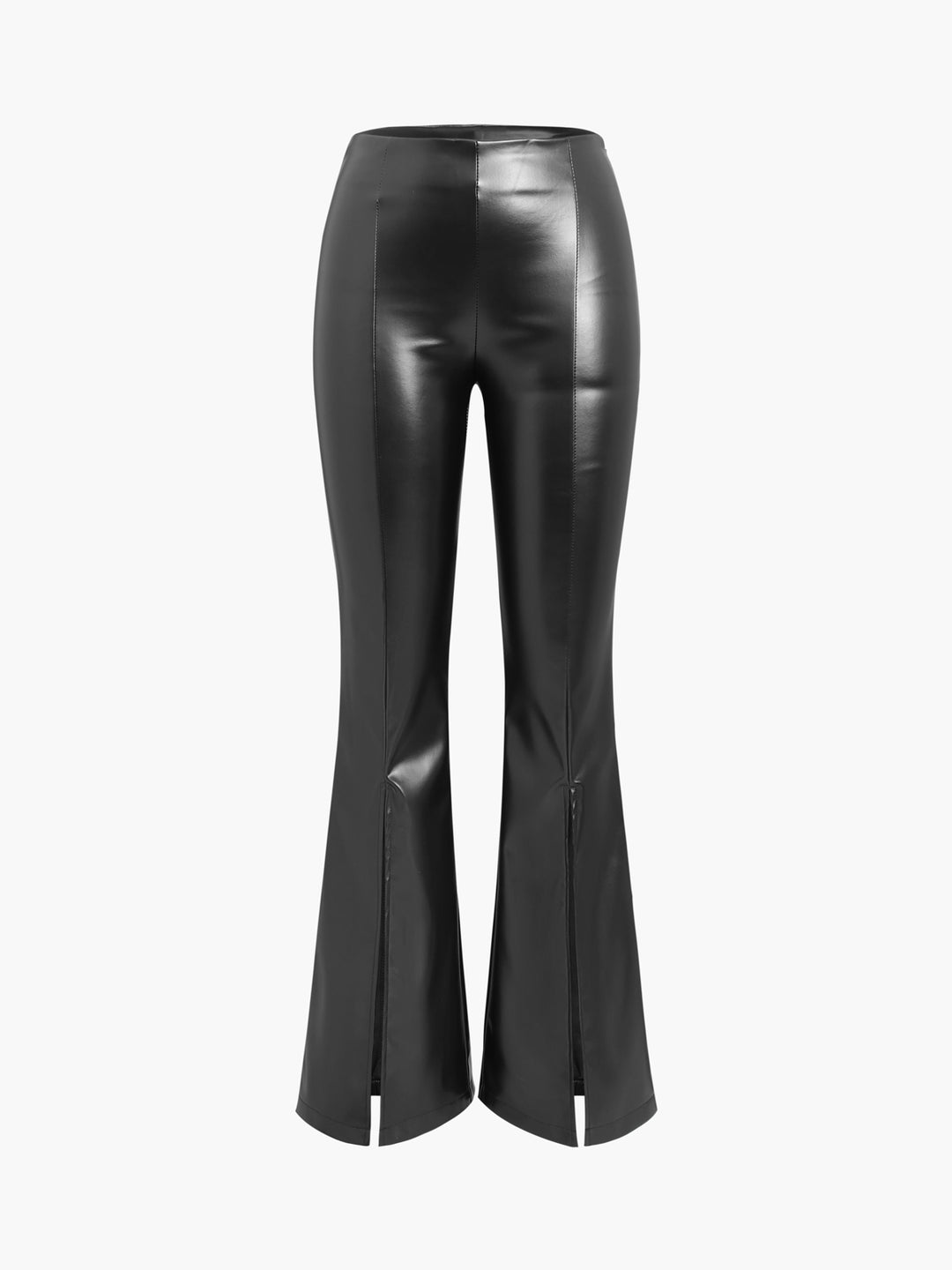 Faux Leather Zippered Flare Pants – COMMENSE