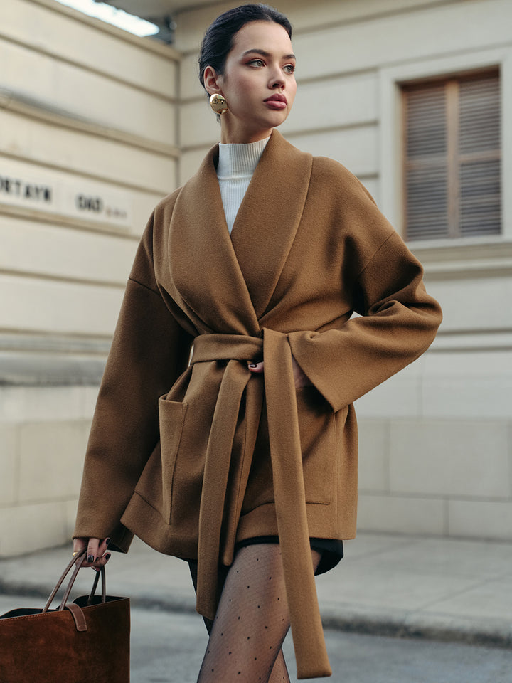Utility Belted Tweed Coat | COMMENSE