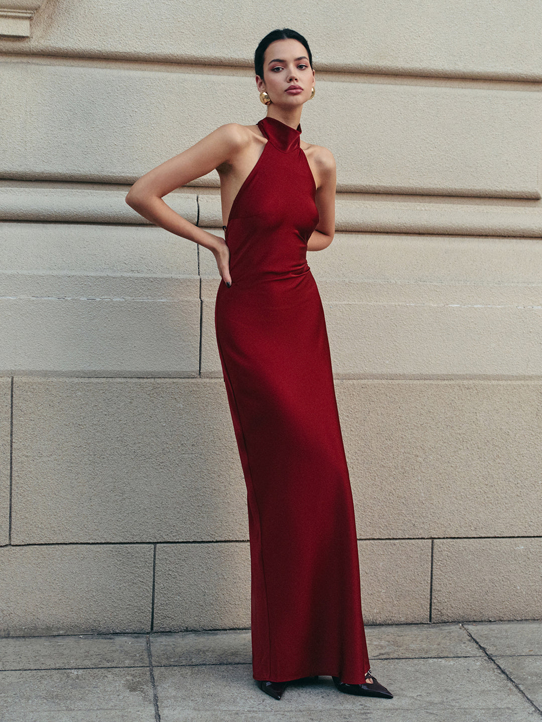 ワンピース S backless halter dress miniTHEREDTHREAD S backless halter dress miniTHEREDTHREAD