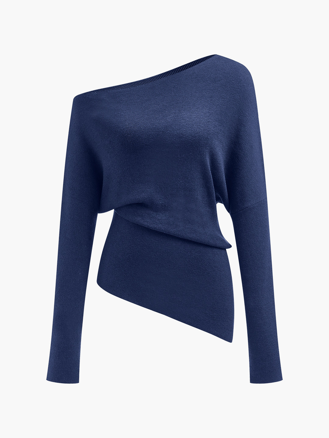 Wool-Blend Asymmetrical Neck Knit Top – COMMENSE