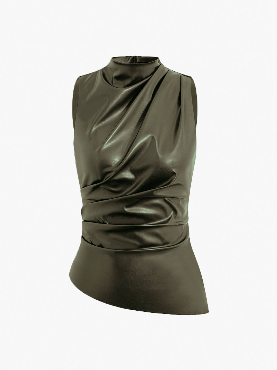 トップス THEREDTHREAD S drape holder tops leather theredthered S drape holder tops leather