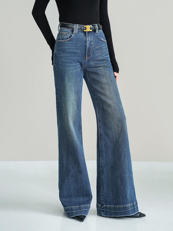 Mid-Waist Bootcut Denim Jeans Without Belt | COMMENSE