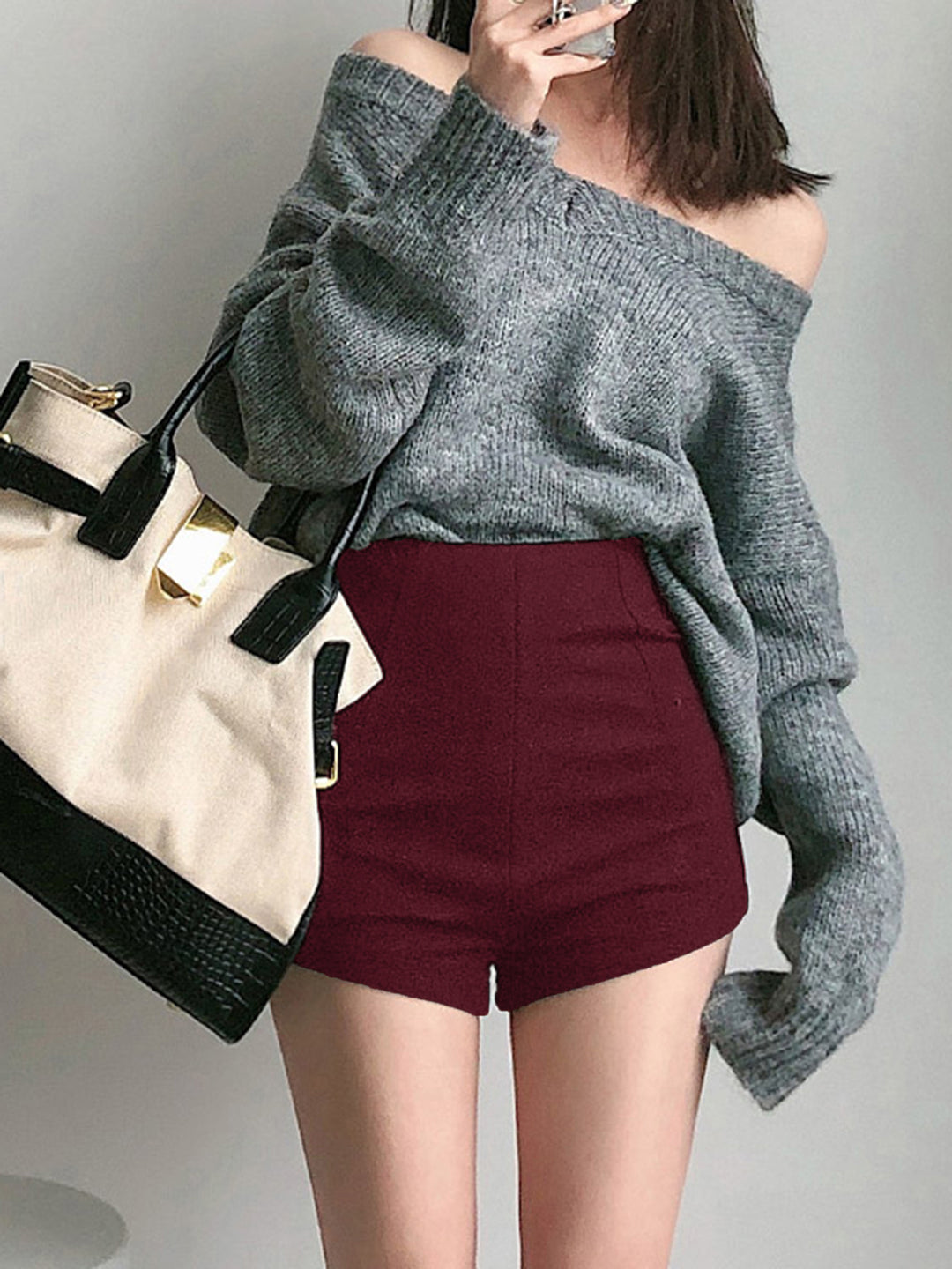 Solid High Waist Zip Shorts – COMMENSE