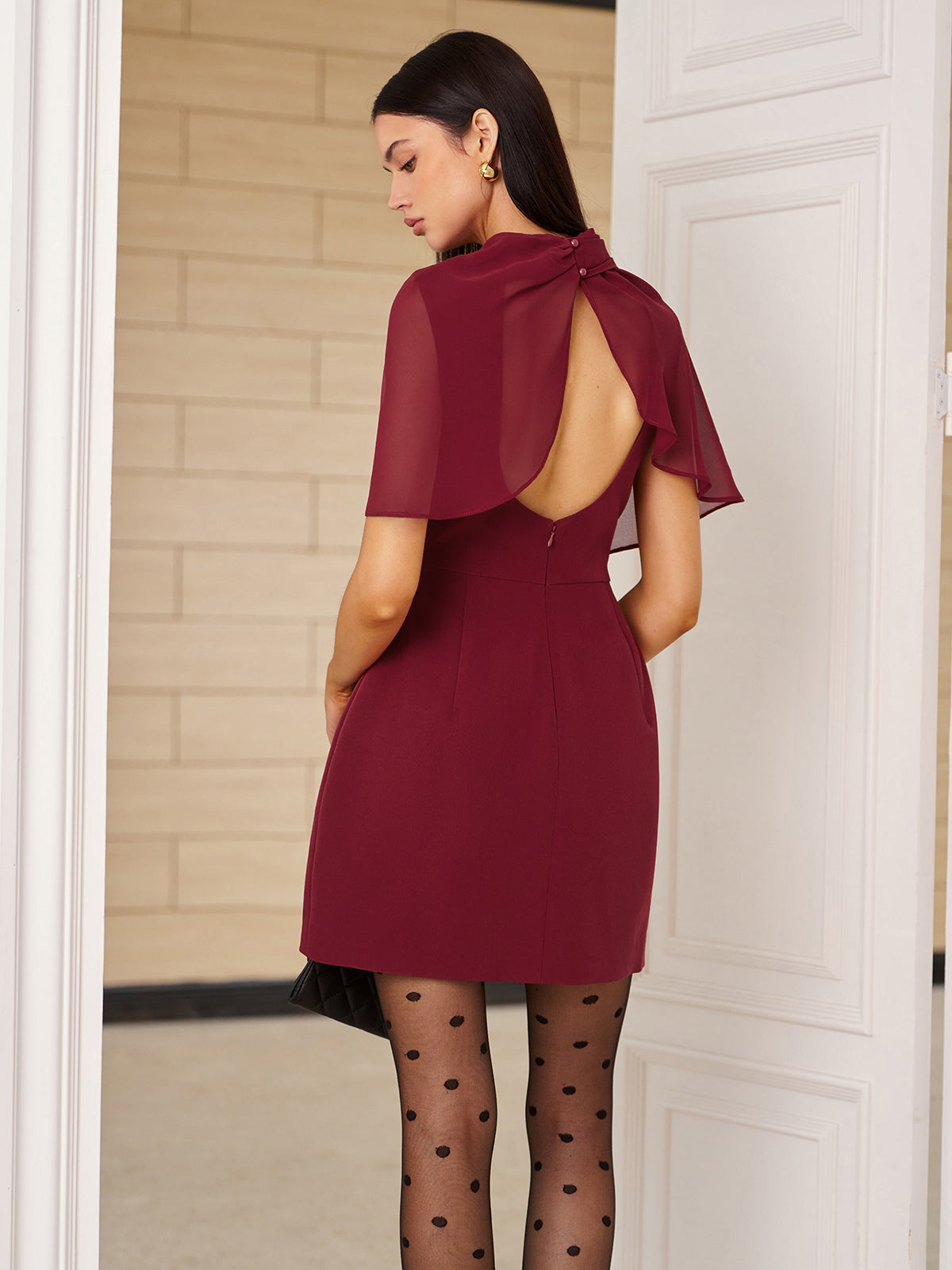 backless zipper dress Navy Blue Hollow Out Backless Zipper Back High Waist Sequin Midi Party Dress, Suitable For Christmas, Back To School, Birthday Wedding Black Spring