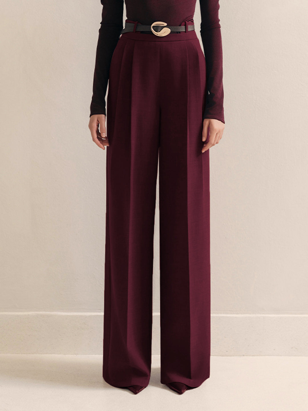 パンツ REVERBERATE BELTED TROUSERS TYPE 4 SweatyRocks Women's Casual High Waist Flare Wide Leg Pants