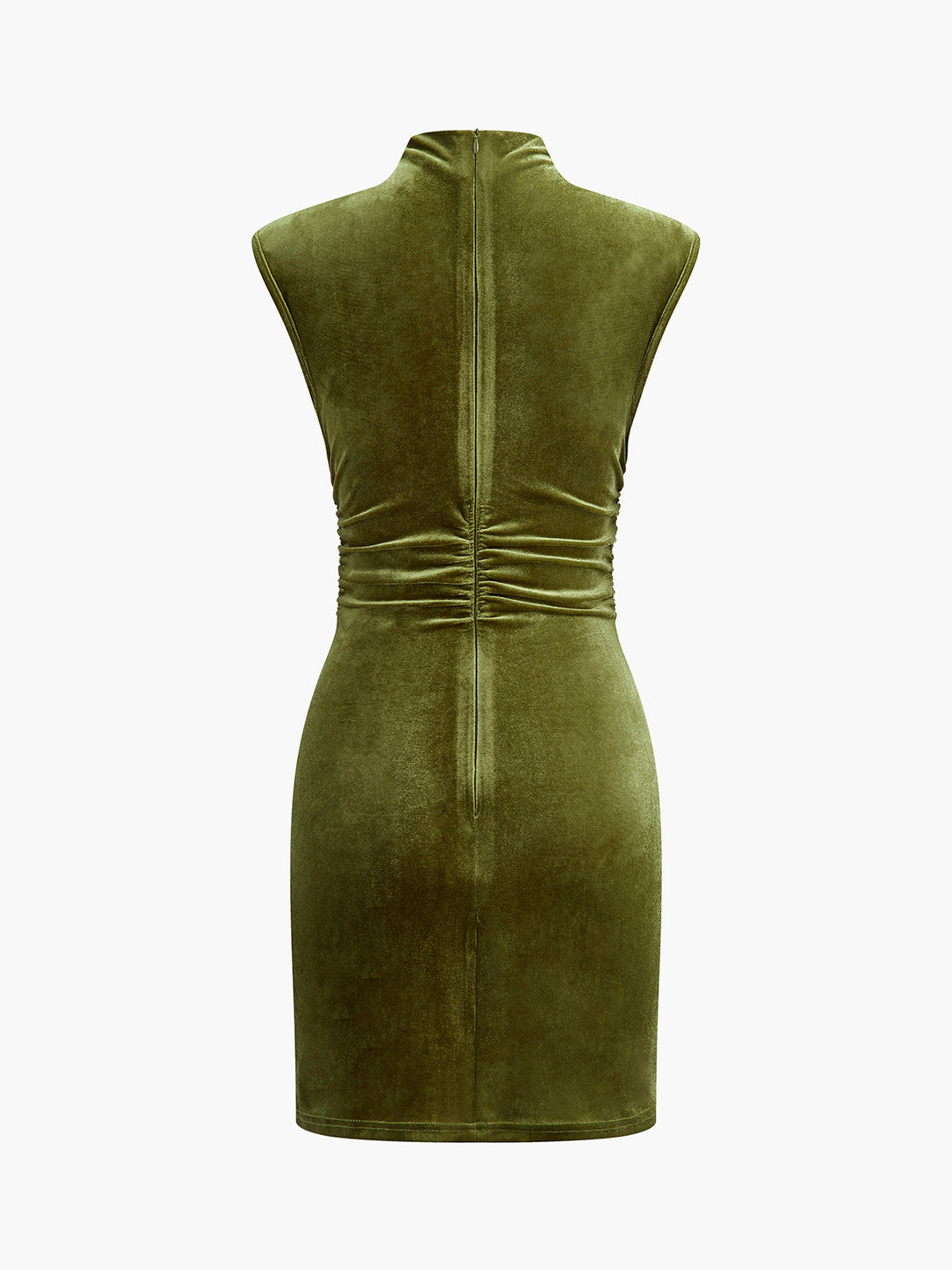 green emerald velvet dress Mock neck sleeveless velvet dress - Green - L