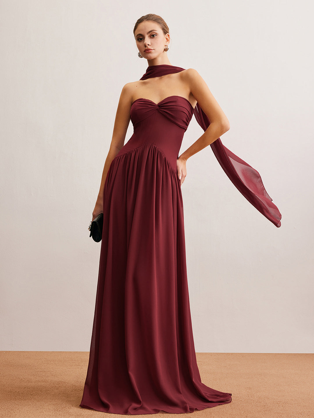 Semi-Sheer Ruched Long-Ribbon Tube Dress Semi-Sheer Ruched Long-Ribbon Tube Dress