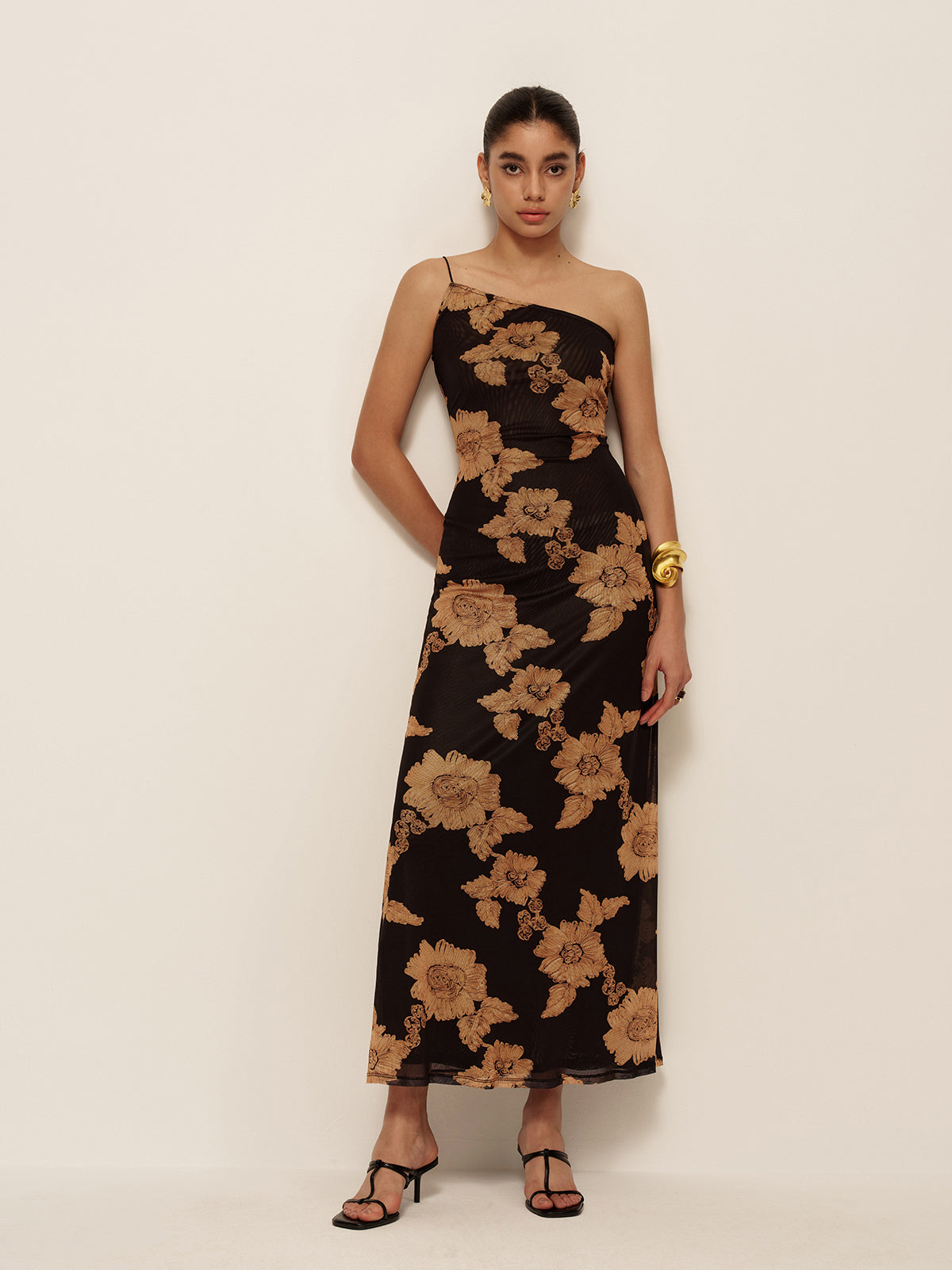 asymmetrical cold shoulder dress Andrea and Leo A1314 - Long Sheath/A-Line Dress
