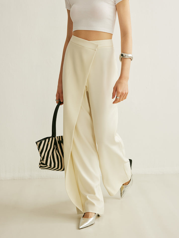 Asymmetrical Cross Wrap High-Waist Pants | COMMENSE