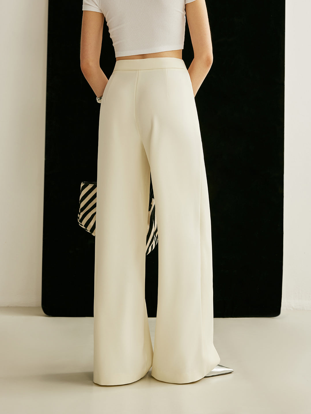 Asymmetrical Cross Wrap High-Waist Pants | COMMENSE