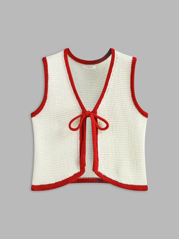 Color Block Knit Lace-Up Vest
