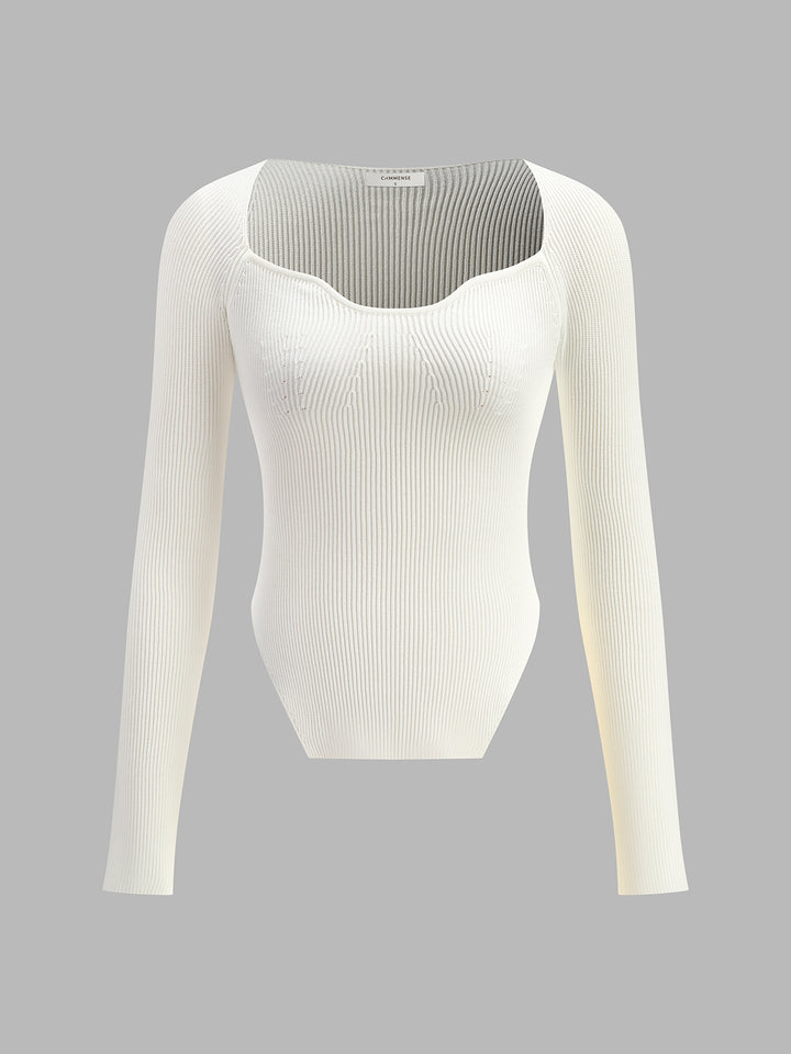 Sweetheart Long Sleeve Knit Top | COMMENSE