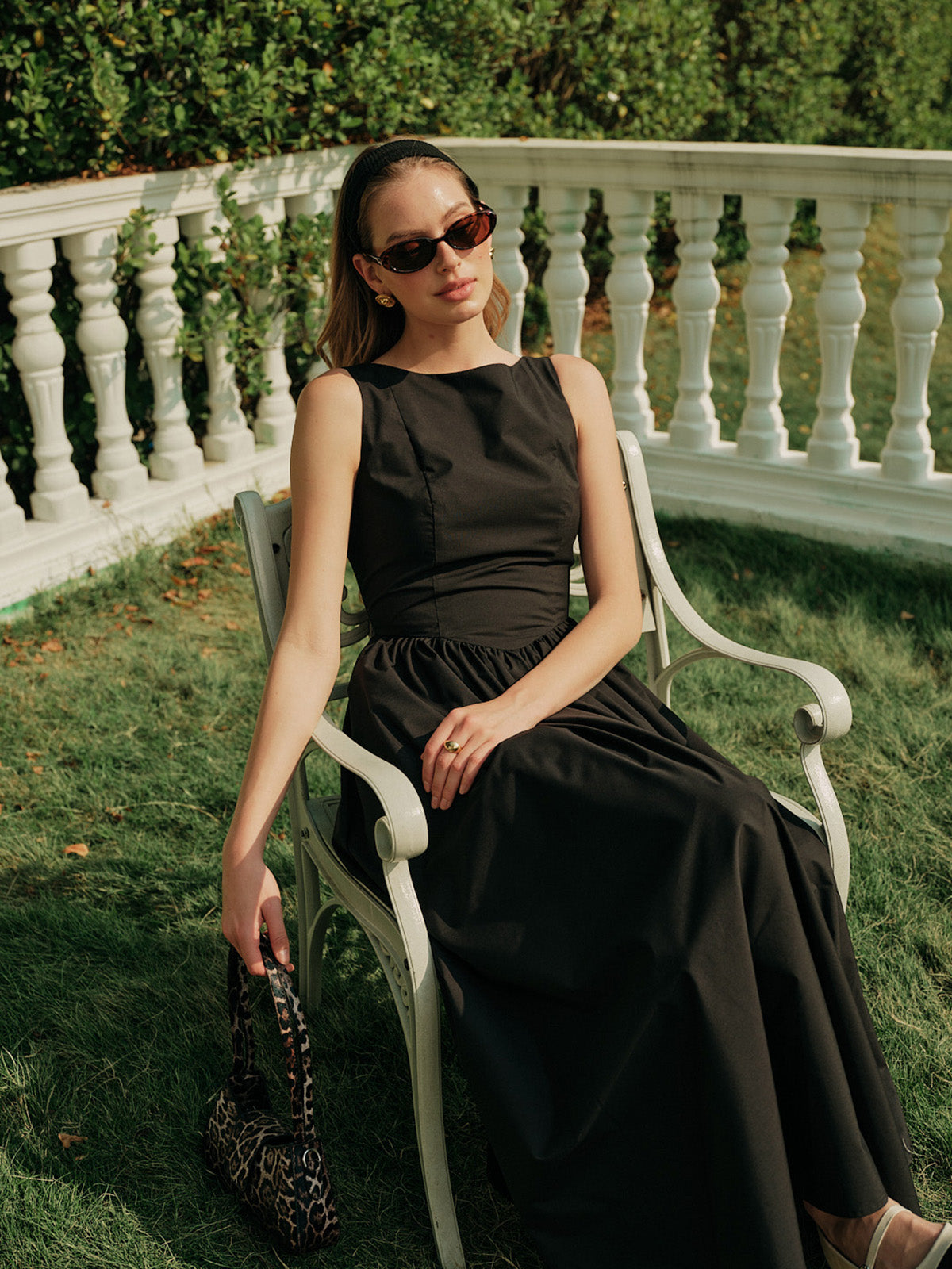 commense backless dress Backless Pleated Sleeveless Long Dress