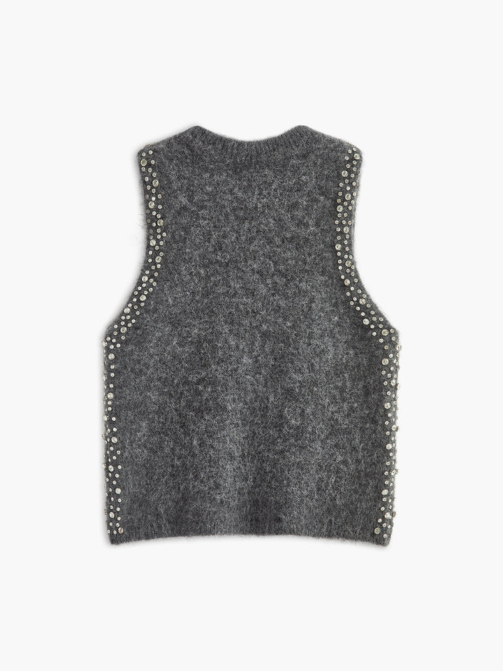 Wool-Blend Beaded Sweater Vest | COMMENSE