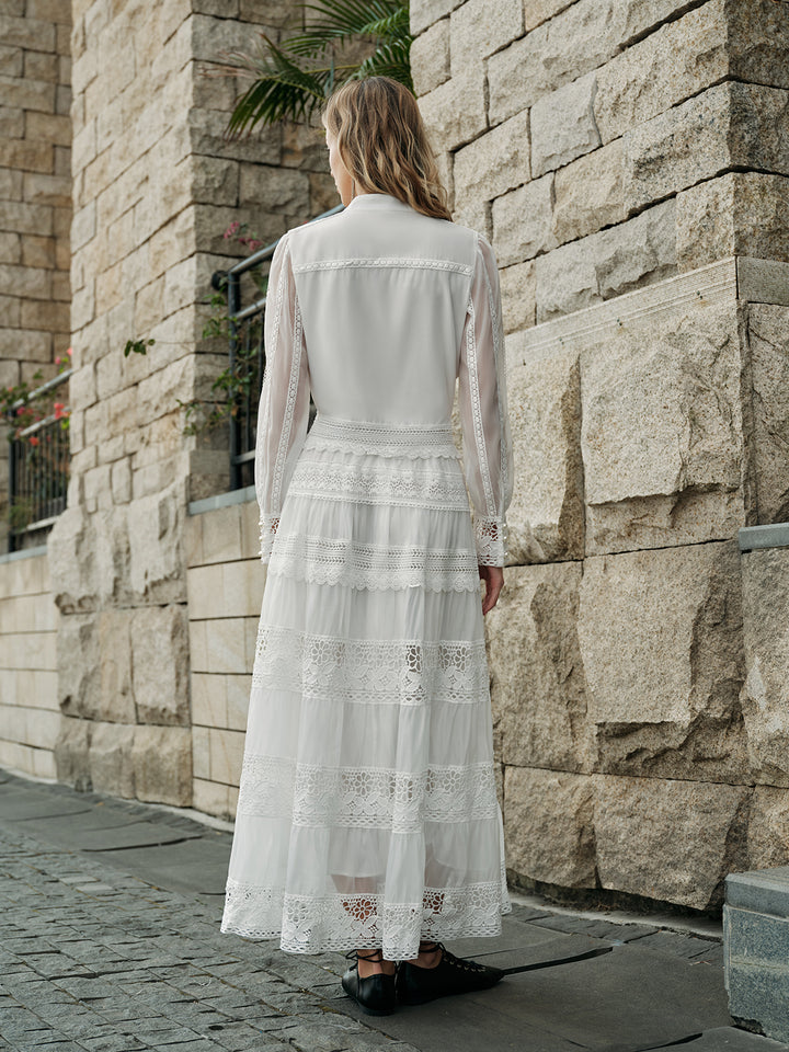 【NOFFICIALNOFFICE】LACE TRIMMED THREE TIER SKIRT ♥2C Lace-Trimmed Tiered Skirt – COMMENSE