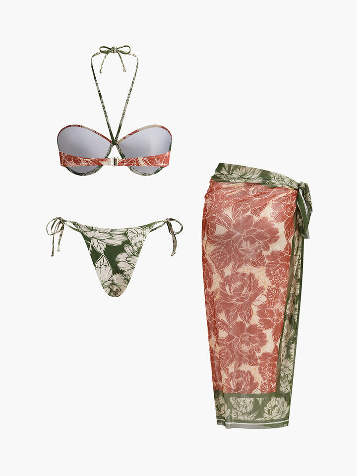【直営・関税送料込】Triomphe swimsuit bo Floral Bikini Set With Tie Side Skirt – COMMENSE