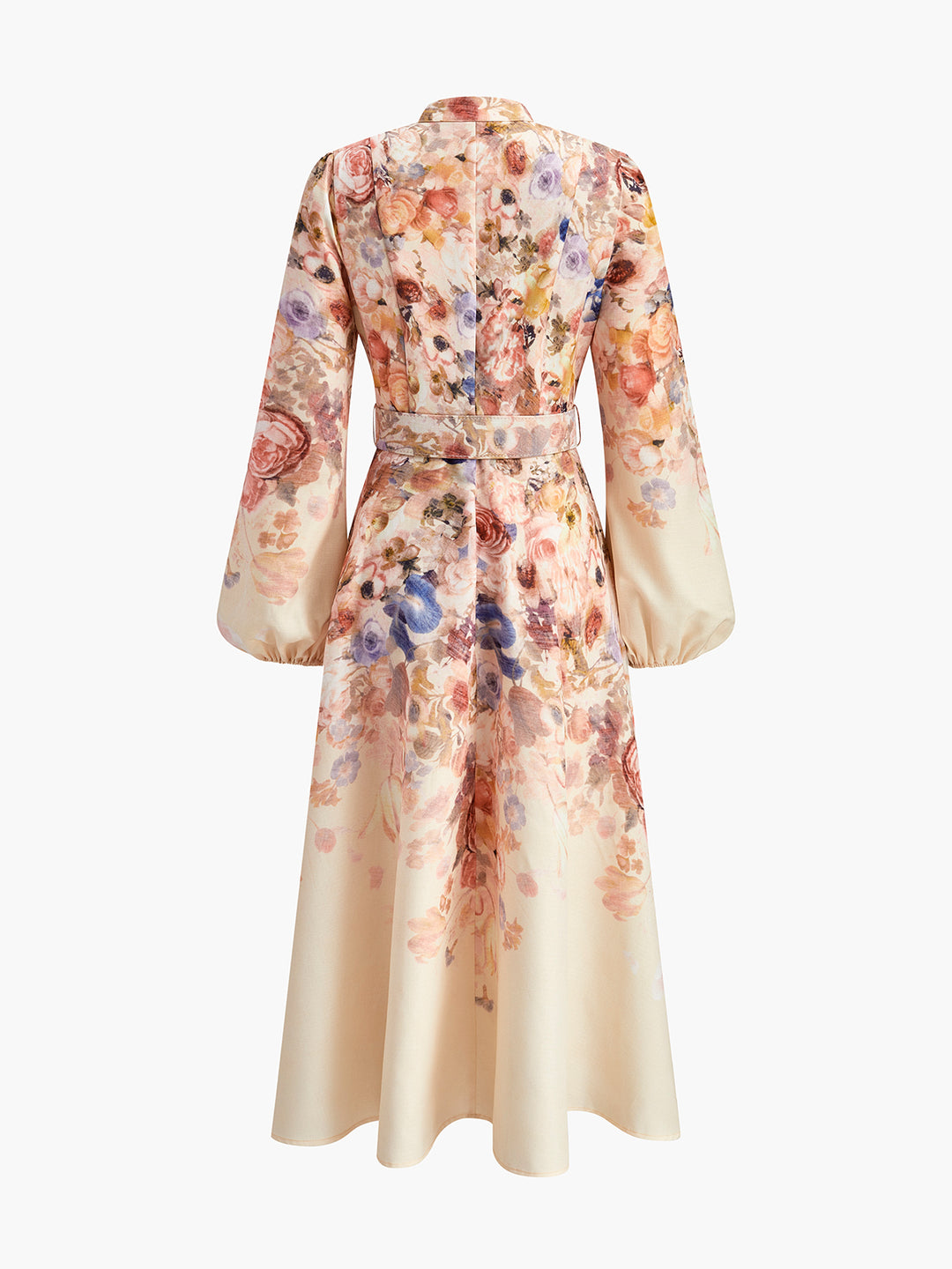 Belted Balloon Sleeve Floral Dress – COMMENSE
