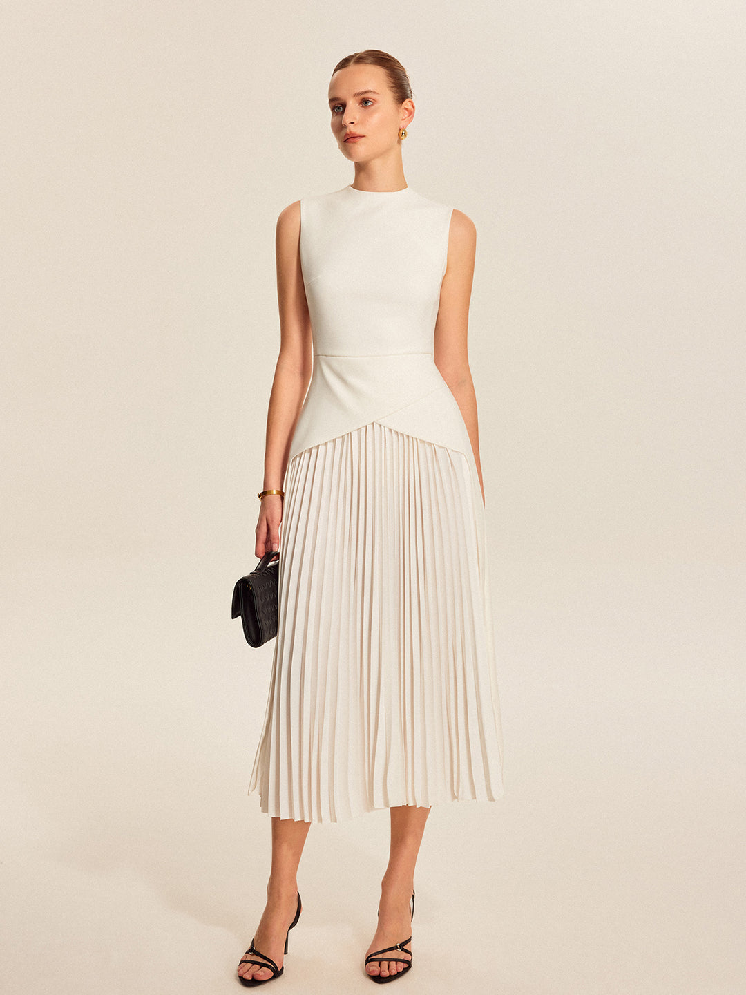dress blank Sleeveless Pleated Dress