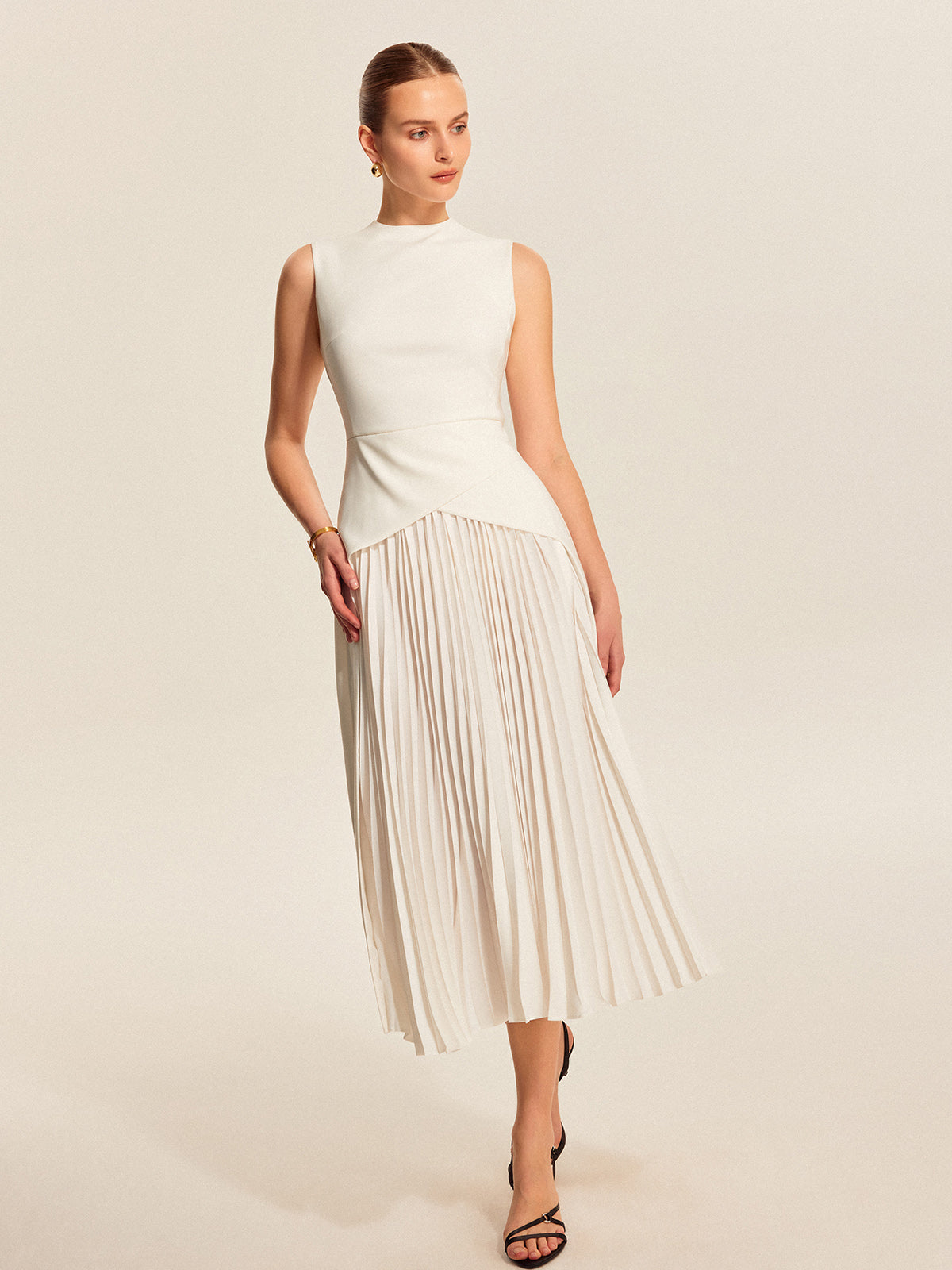 COMMENSE Sleeveless Pleated Dress