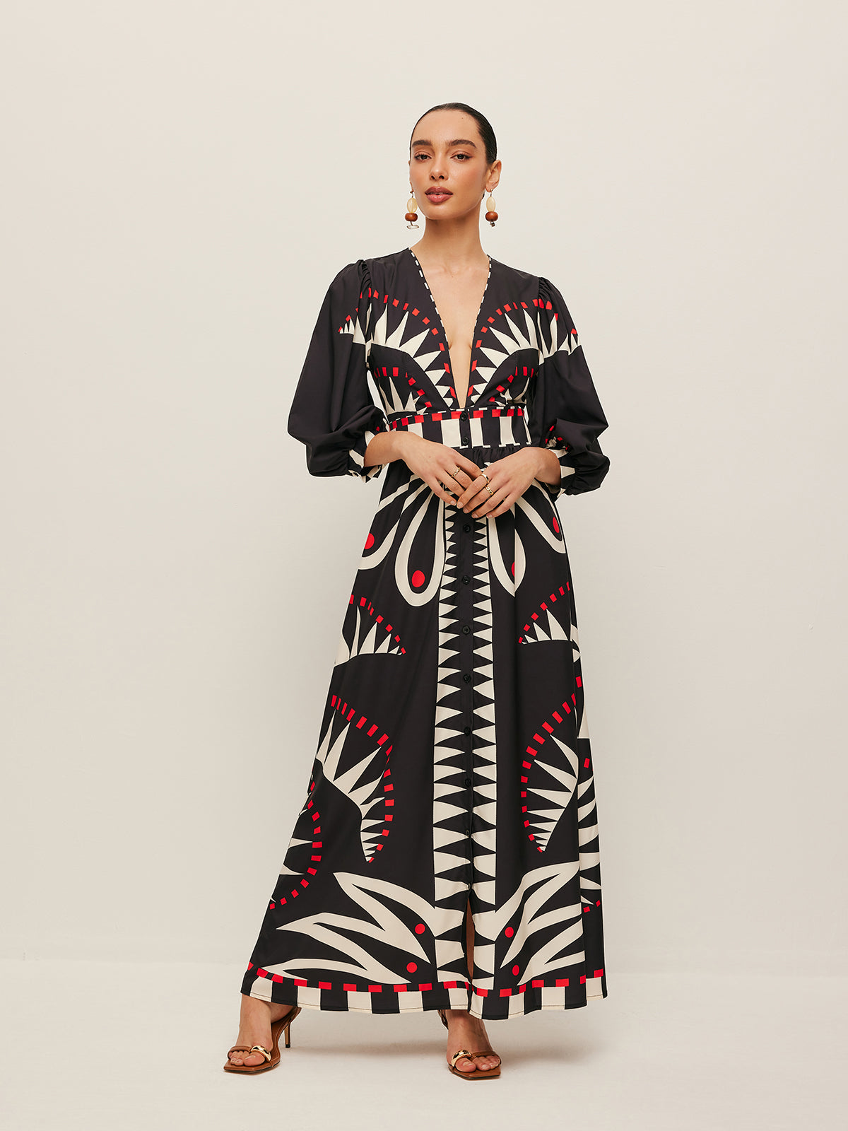 Printed Splicing Boho Vintage Boho Dress