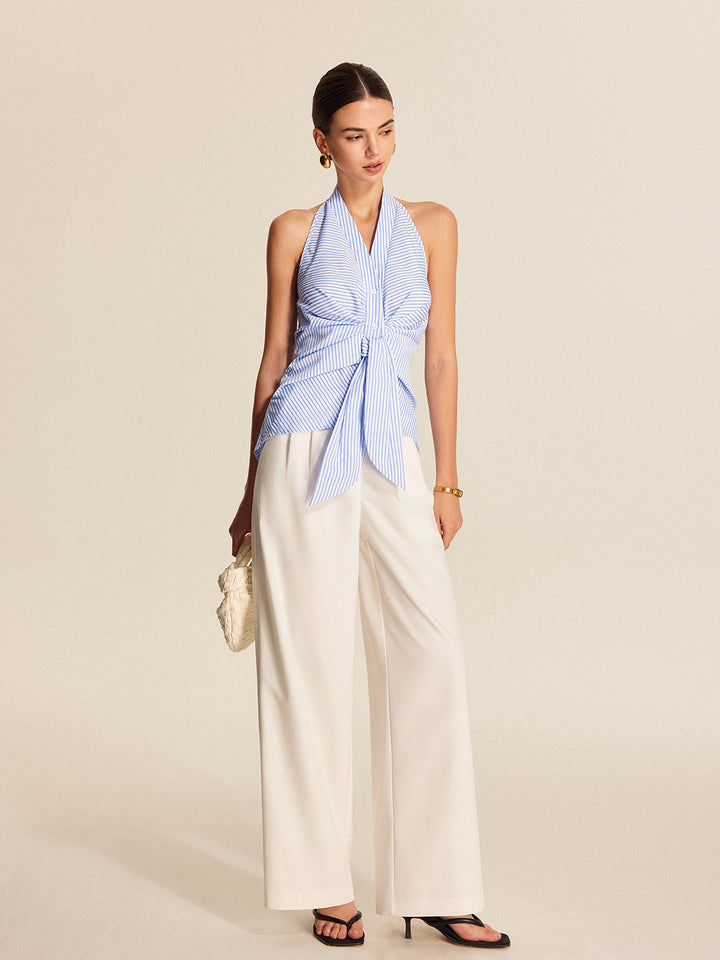 Striped Halter Tie Top | COMMENSE