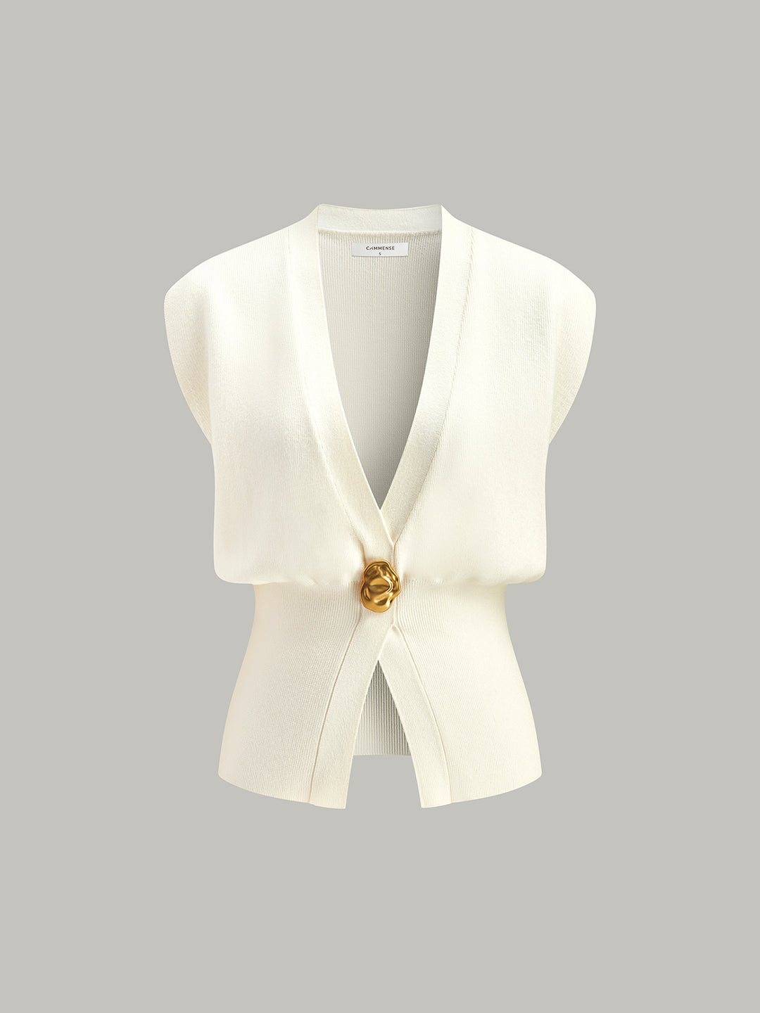 V-Neck Buttoned Detail Sweater Vest – COMMENSE