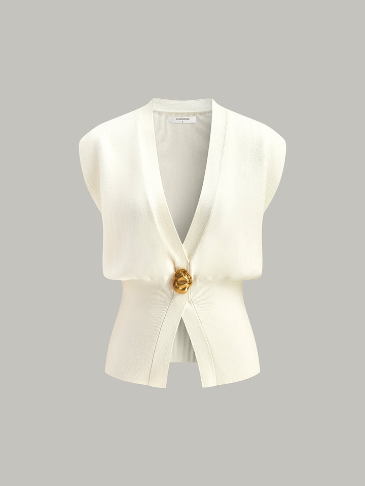 【新品タグ付】UNLIENS v neck gilet ecru V-Neck Buttoned Detail Sweater Vest – COMMENSE