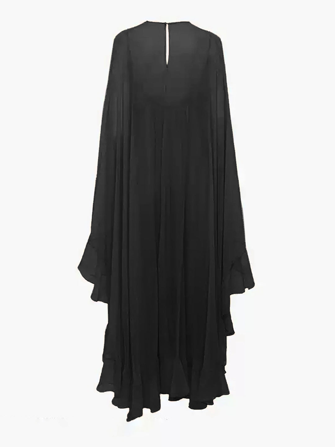 Semi-Sheer Chiffon Layered Dress With Cloak | COMMENSE
