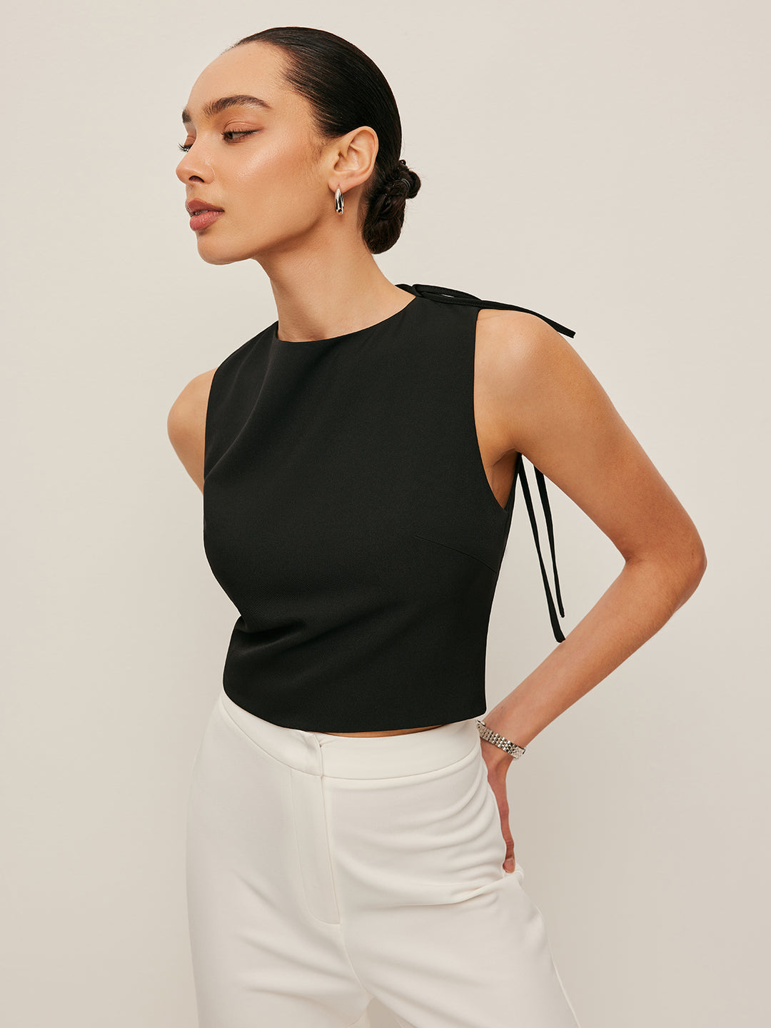 Asymmetrical Open-Back Tie Top | COMMENSE