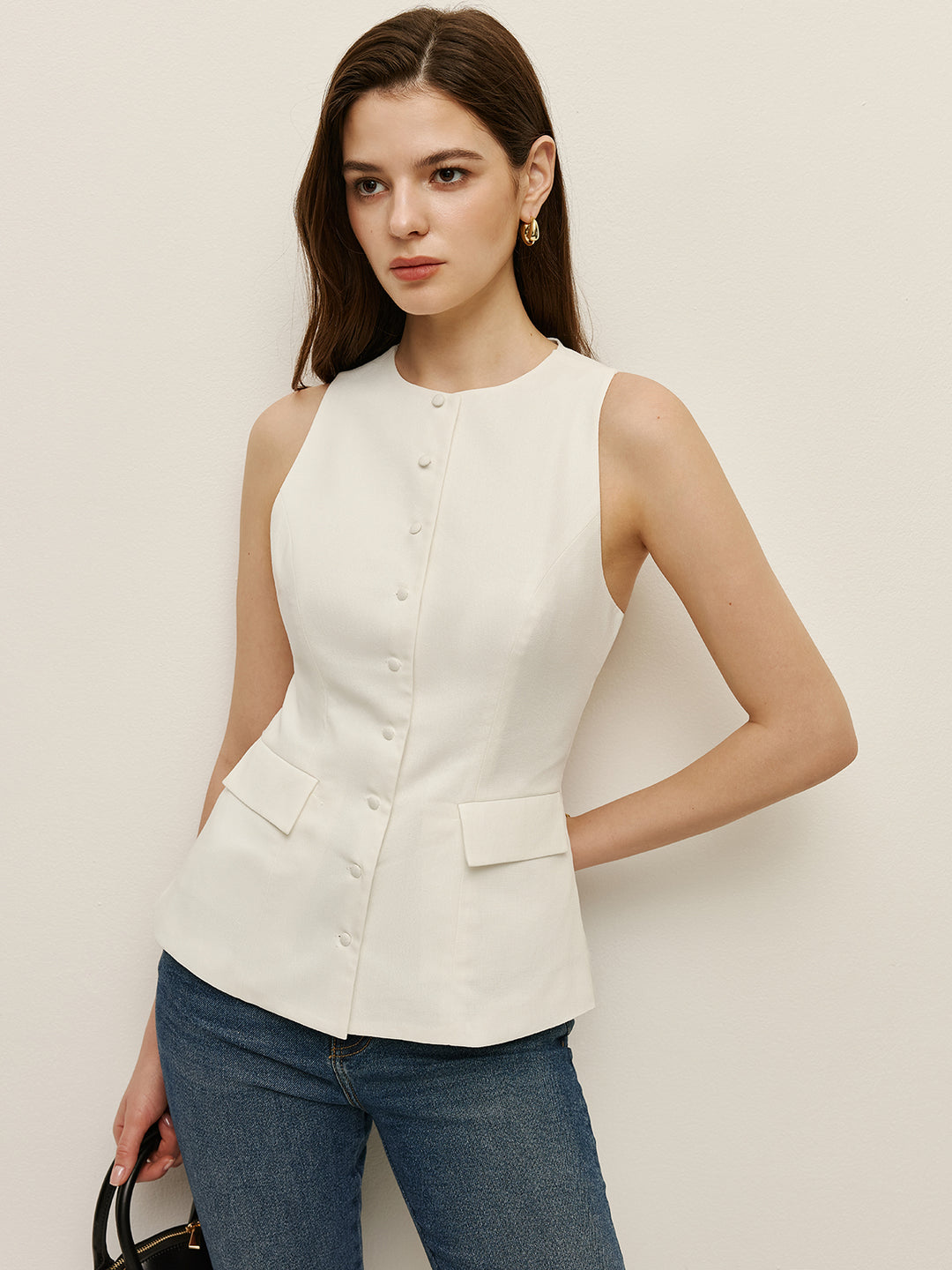 Haut Sans Manches Atmosphere Soie Couleur Cannelle Taille 8 Avec Nœud - BNWT